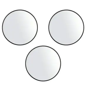 10.00 x 31.00 inches Black Round Wall Mirror, Set of 3
