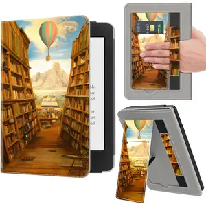 Stand Case for 7"/6.8" Kindle Paperwhite (12th/11th Generation-2024/2021) and Kindle Colorsoft Signature Edition, PU Leather Case  Protective Cover with Auto-Wake/Sleep, Library