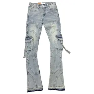 PHEELINGS - ART Stacked Cargo Denim - BLU WSH