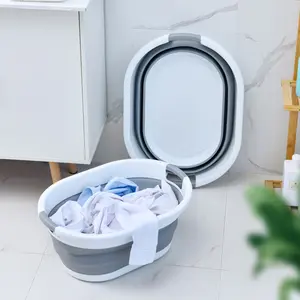ZAAPCART Collapsible Plastic Laundry Basket with Handles – Durable Oval Storage Bin for Laundry, Toys, Blankets & Pets (45 x 53 x 38 cm) Organiser