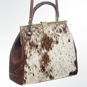 American Darling Hobo Bag Hair-On Cowhide Genuine Leather Western Purse with Rivetted Details and YKK Zipper