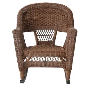 212 MAIN Jeco W00205R-C-2 Honey Rocker Resin Wicker Chair - 2-Piece Set, All-Weather, Fade-Proof, Stacks Easily, Outdoor Rocking Chair for Patio