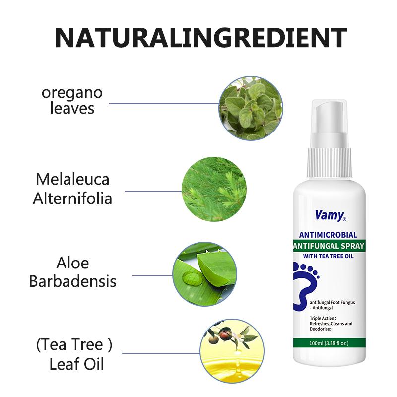 Vamy Antifungal Foot Spray with Tea Tree Oil & Oregano Leaf – 3.38 fl oz (100ml) | Clinically Tested for Athlete’s Foot (Tinea Pedis) | Fights Odor & Fungus | Long-Lasting Protection Gentle Antioxidant Antimicrobial Antibacterial relief