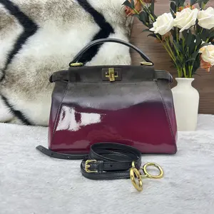 Pre-owned FENDI Peekaboo Limited Edition Ombré Suede & Patent Leather Handbag/Crossbody Bag 866