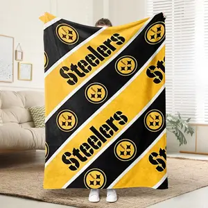 Pittsburgh Steelers Theme Blanket, Soft Flannel Home Sofa Warm Blanket, All-Season Gift for Bed Couch Camping Travel Car Decor