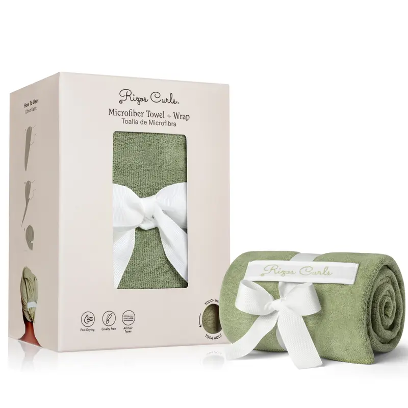 Rizos Curls Microfiber Towel + Wrap - highly absorbent, soft, and luxurious microfiber for frizz-free curls, coils, and waves