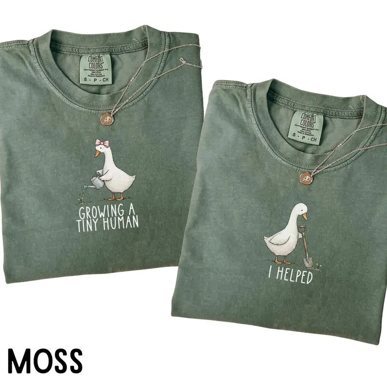 Pregnancy Announcement Shirt, Comfort Colors Matching Mom and Dad Shirts, Baby Reveal Tee, Couples Pregnancy Gift, Goose Expecting T-Shirts