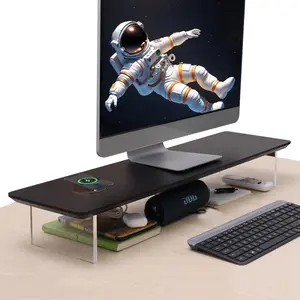 Black  Stand Riser with   31.5Inch Large,   Stand,Wooden Desktop Organizer Shelf for Office Desk ,Laptop,TV (Black Oak)