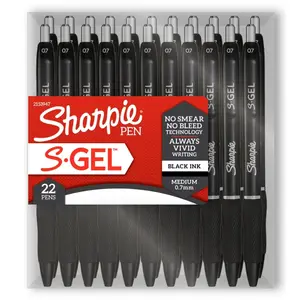 Sharpie S-Gel Pens, Fine Point (0.5mm), Black Ink, 12 count - Ideal for Writing, Journaling, Drawing, Coloring, Note-Taking, College Supplies