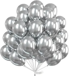 PartyWoo Silver Balloons 100pcs 12 Inch Silver Latex Helium Balloons for Birthday Wedding Anniversary Graduation Bachelorette Engagement Bridal Shower Retirement Party Decorations Silver-G102