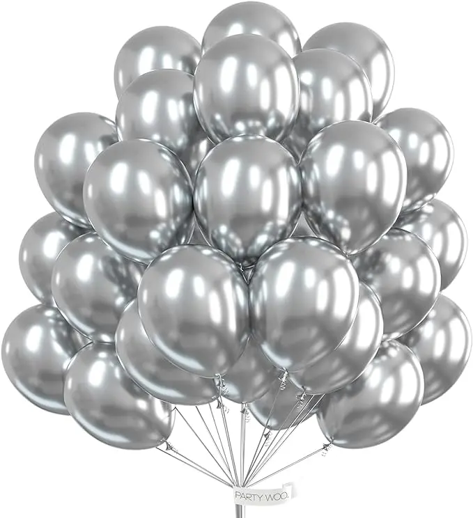 PartyWoo Silver Balloons 100pcs 12 Inch Silver Latex Helium Balloons for Birthday Wedding Anniversary Graduation Bachelorette Engagement Bridal Shower Retirement Party Decorations Silver-G102