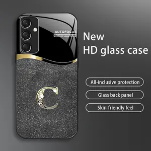 Suitable for [Galaxy A54] New high-end flashing letter glass mobile phone case New business simple metal paint electroplated glass mobile phone case Affordable anti-fall and anti-fingerprint-888