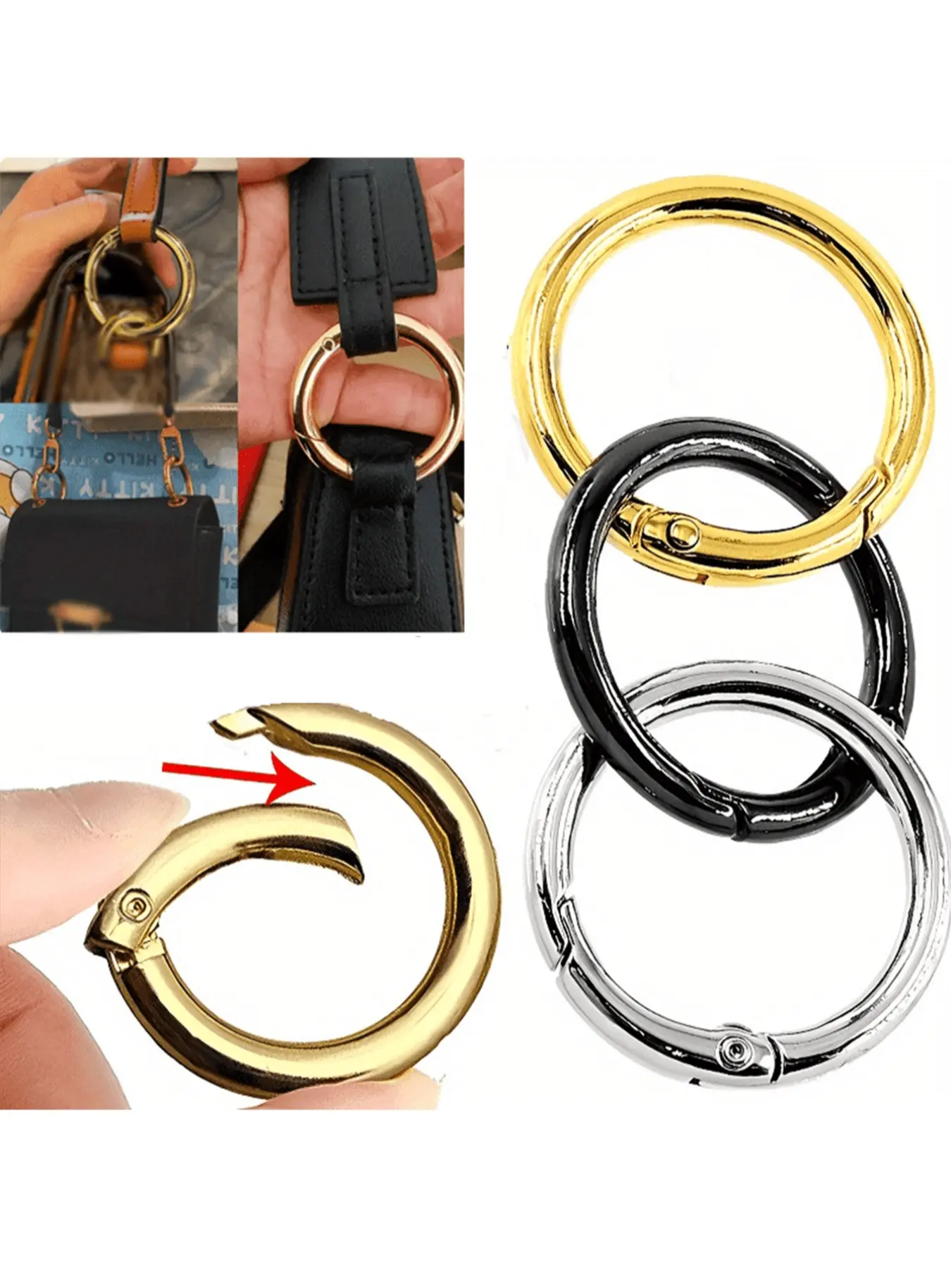 Multipurpose Metal Carabiner O-Rings, Secure Spring Clasps for Keychains, Bags, and DIY Jewelry, Durable and Versatile Accessory