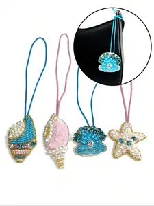Handmade Beaded Ocean Life Shell Keychain, Handcrafted Sea Snail Starfish Decorative Bag Charm, Unique Crafted Accessory for Bags & Keys