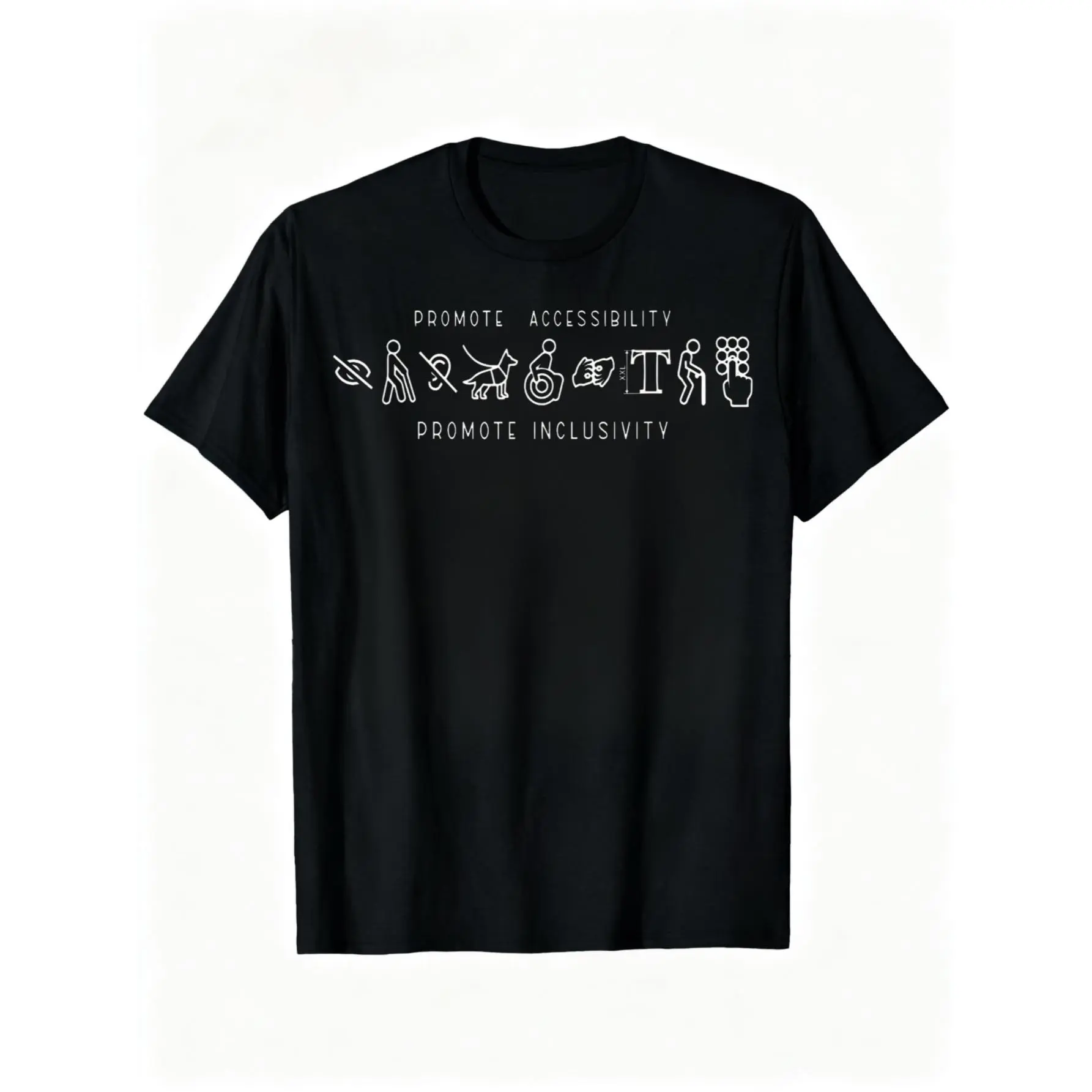 Women's 100% Cotton Short-Sleeve Casual Everyday Streetwear Top - Unisex Accessibility & Inclusivity Disability Rights T-Shirt, Small, Black, Shortsleeve, Tshirt