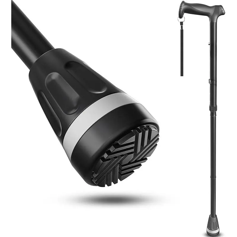 All Terrain Walking Cane for Men & Women, Lightweight, Foldable, Adjustable, Shock Absorption, Collapsible Walking Stick for Seniors & Adults|