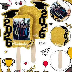 12-Piece Graduation Fan Photo Frame Set, Perfect for Class Photos, Teacher Appreciation, Campus Memories, Party Decorations, Graduation Party Supplies