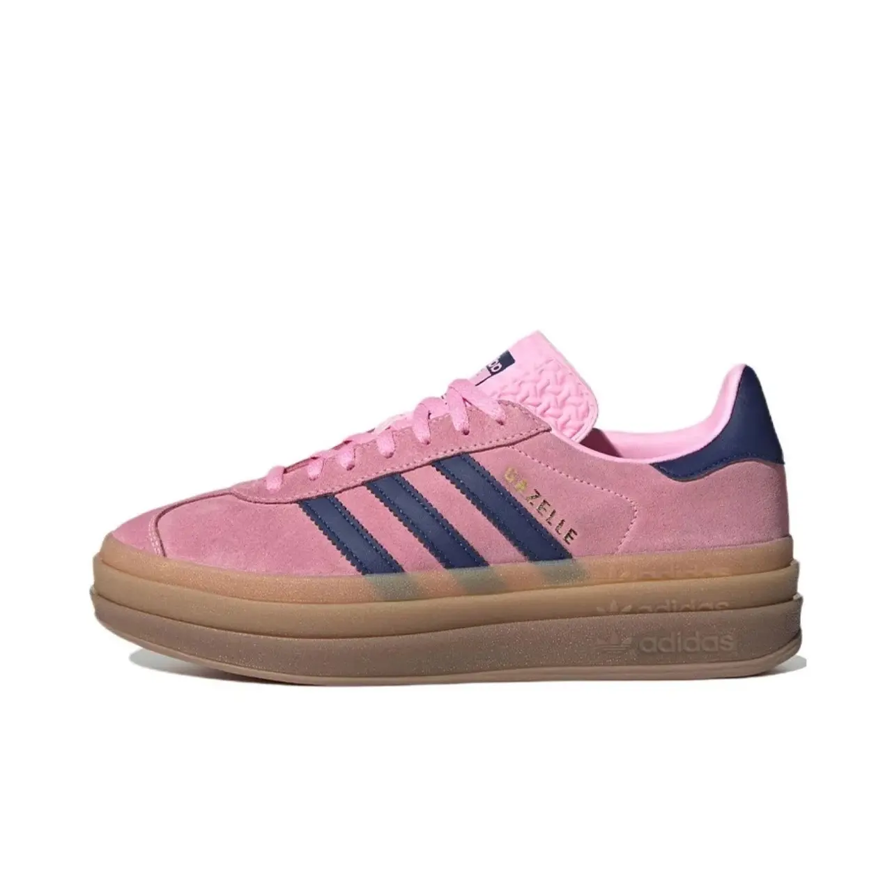 Women's adidas Gazelle Bold Pink Glow Striped Platform Midsole Sneakers - Modern Update Sports Shoes for Daily Fashion & Walking