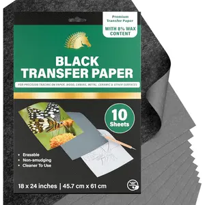 Graphite Transfer Paper 18" x 24" - 10 Large Sheets Black Carbon Paper for Tracing, Drawing &  Transfer - , Erasable Waxed Artist Transfer Paper