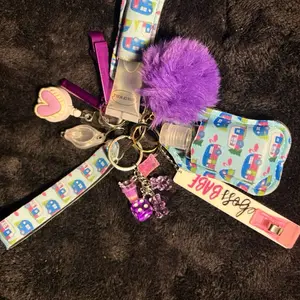 Boss Babe Keychain with Purple Pom Pom and Colorful Lanyard Accessories