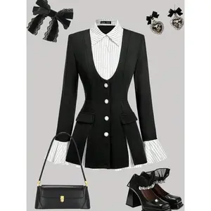 👉 Women’s 2-In-1 Black Waist-Cinching Blazer