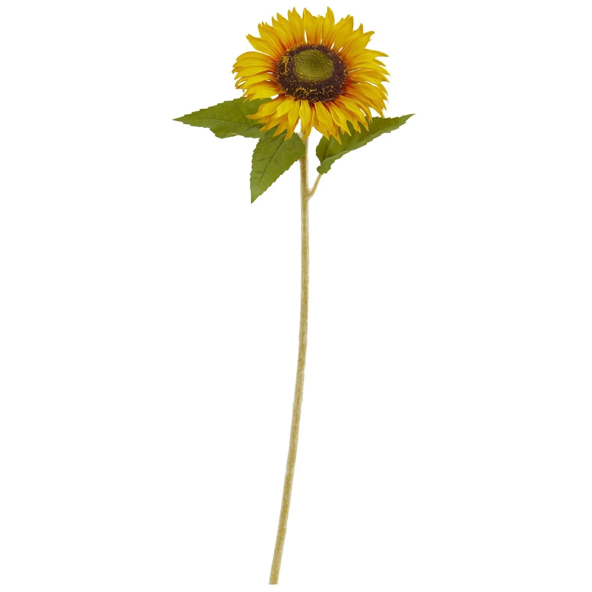 24 in Artificial Sunflower Decor Set - 12-Piece Fake Flowers with Green Leaves, Home Decor Plants & Ornaments for Room Accent