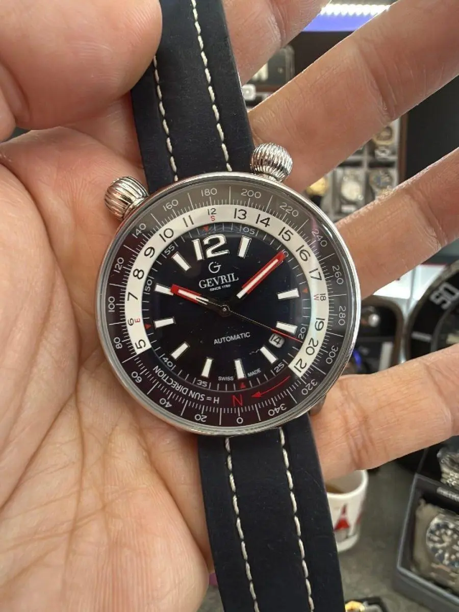 Gevril Wallabout 44mm Solar Compass Swiss Automatic Dual Crown Watch Limited Edition 051 of 500 New In Box