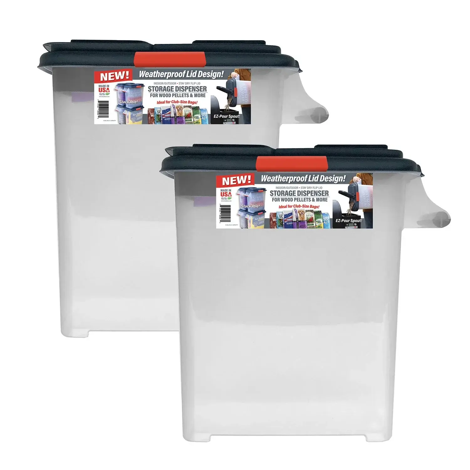 Weatherproof Storage Bucket Buddeez Weatherproof Storage Container for Large Bags of Wood Pellets ...