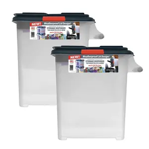 Buddeez Weatherproof Storage Container for Large Bags of Wood Pellets Charcoal Pet Food & More 2 Pack with Weatherproof Lid Design