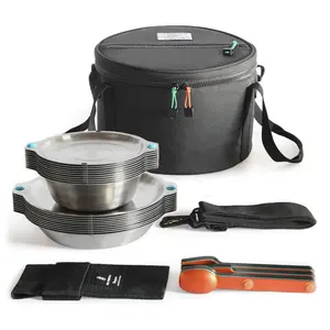 MAGWARE - Magnetic Bowls and Plates Set - Stainless Steel Travel Dinnerware for Camping, Overlanding, Backpacking, Picnic, RV, Outdoor Dining Portable Tableware Mess Kit