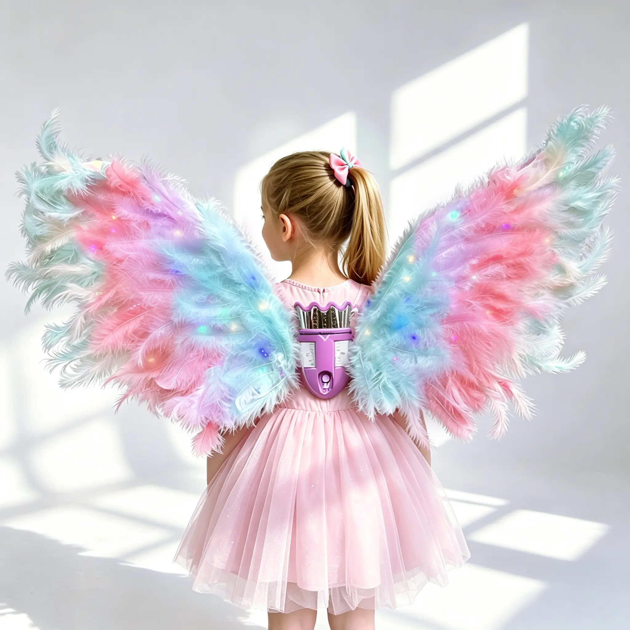 White/Colorful/Black Light-Up Feather Angel Wings Toy for Girls – 5 Modes LED Fairy Wings, Glowing Dress-Up Toys for Kids, Ages 3-12, Birthday, Halloween & Christmas Gift, Perfect for Magical Photos & Play