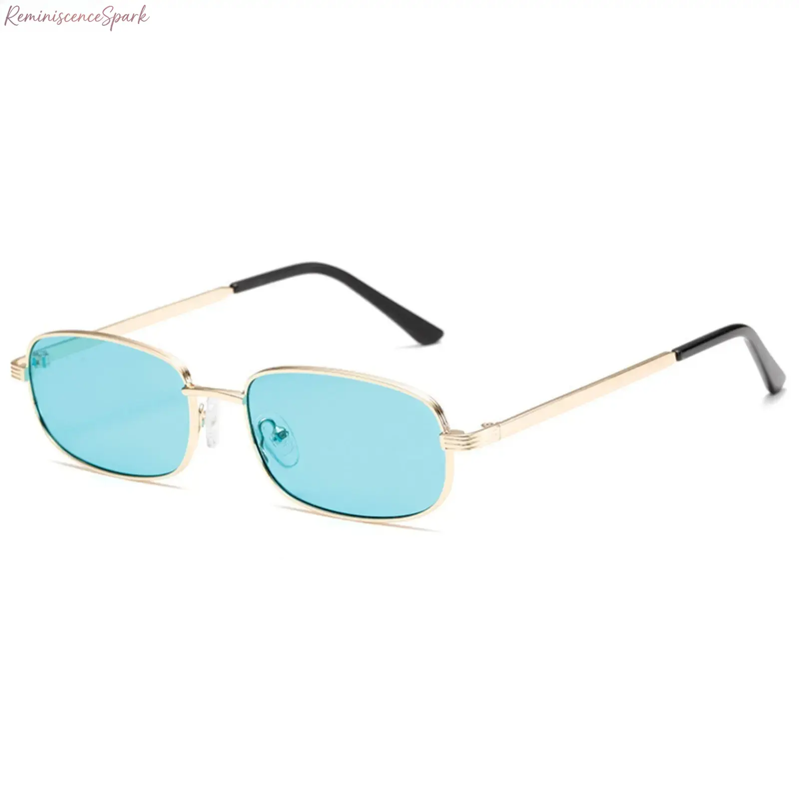 Men's Vintage 90s Slim Rectangle Sunglasses - Silver Steel Frame, Green Lenses, UV400 Sun Protection, Lightweight Frame Glasses, Ideal for Street Fashion & Outdoor Activities, Steel Frame Glasses