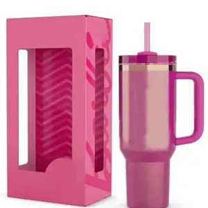 Pink 40oz Tumbler - Stylish Design with Handle & Straw, Ideal for Beverages - Drinkware, Bottle