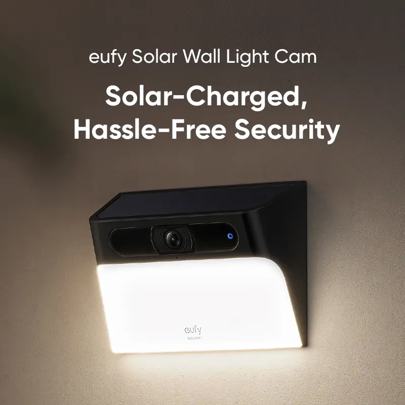 eufy Security Solar Wall Light Cam S120, Solar Security Camera, Wireless Outdoor, 2K Camera, Forever Power, Motion Activated Light, AI Detection, IP65