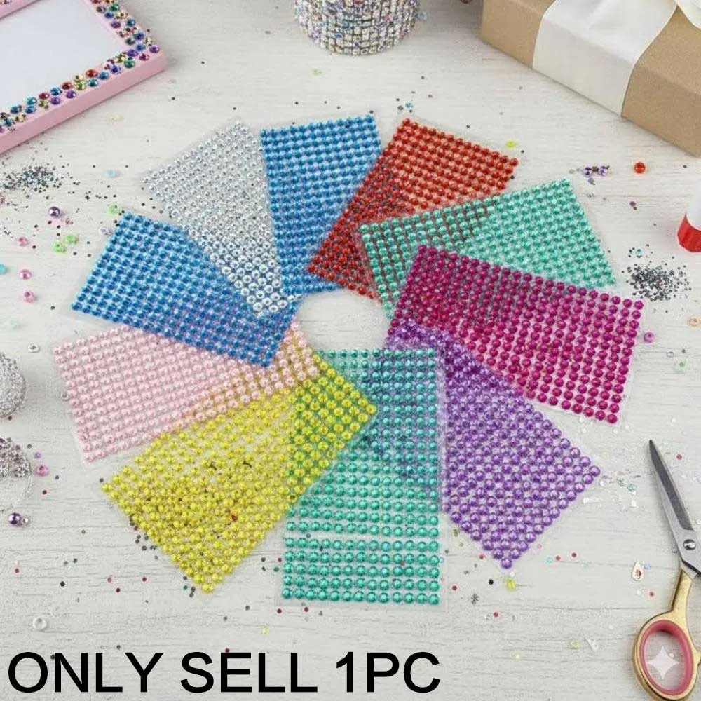 4mm Self Adhesive Rhinestone Sticker Set, 1200 Pcs Glitter DIY Gems for Phone Case Decoration, Nail Art, Car Accessories, Crafts Making, Creative Art Stickers, Bling Decorations, DIY Decorative Stickers