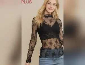 Wildest Dreams Black Curvy Lace Mesh Top