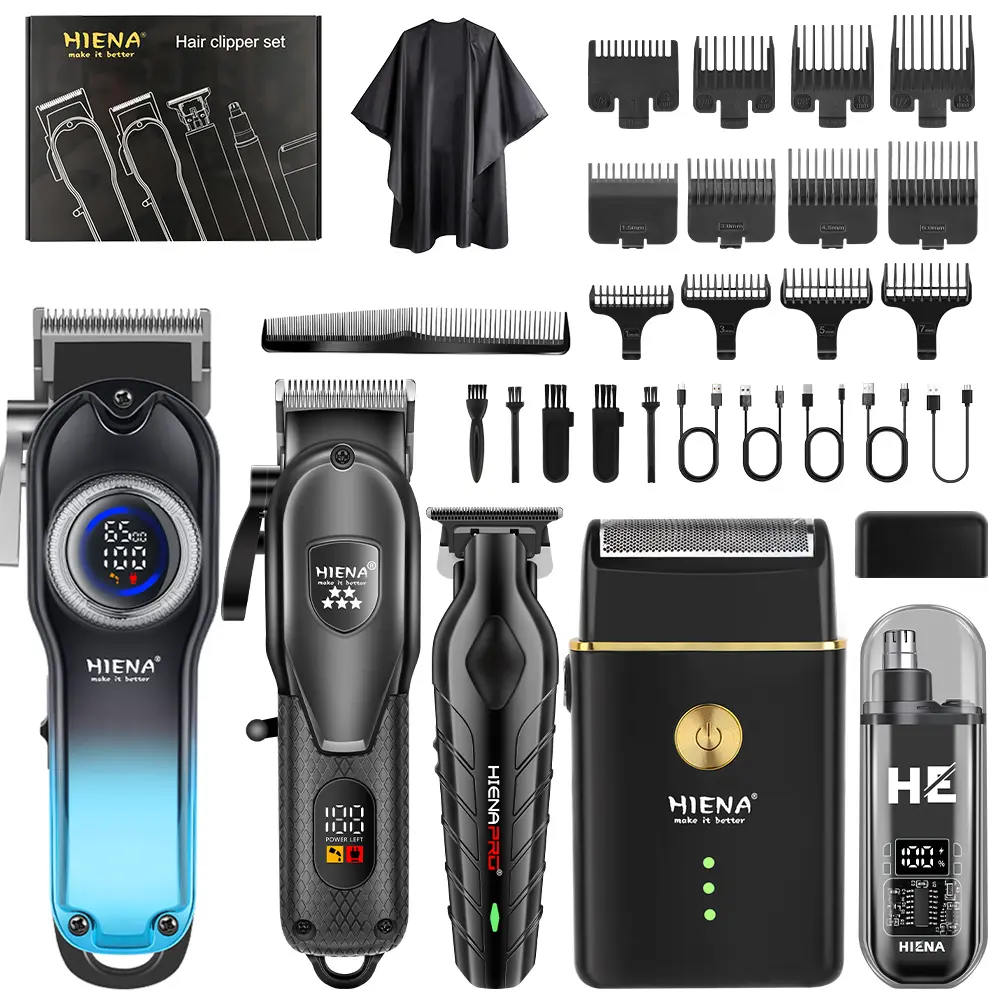Men's Professional Hair Clipper Set, Barber-Grade 5-Piece Cordless Grooming Kit – LED Display, Smooth Anti-Tangle Trimming, All-in-One for Hair & Beard, Includes Precision Styling Tools + Storage Box. A Premium Gift for Boyfriend/Husband