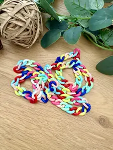 Chunky Acrylic Link Bracelet: Bright Bold Retro Chain - S/M/L