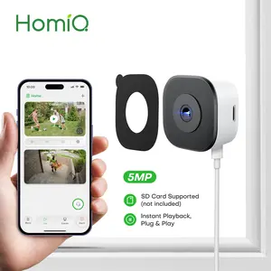 HomiQ AI 3K 5MP Magnetic Window Camera, 2.4/5GHz Dual-Band WiFi Indoor Security Camera, Color Night Vision, AI Smart Video Search & Auto Highlights, 24/7 Recording, Motion Detection, Easy Install Phone & SD