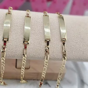 (176) bracelet figaro 14kgoldplated  engrave available