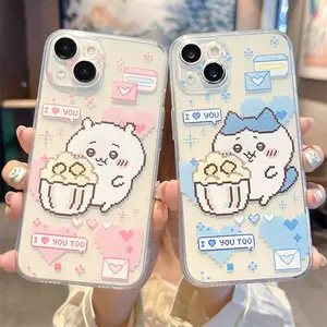 Cute Chiikawa phone case featuring a cartoon character eating popcorn, compatible with iPhone 17, 16, 15, 14, 13, 12, 11 and Samsung Galaxy A13, A21S, A72, A04E, S25FE, S26, 10LITE, and S21PLUS models.