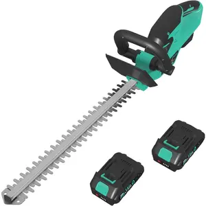 Cordless Hedge Trimmer, 22.4in Trim Brushless Motor Garden Pruning Tool with 3000 RPM Double-Sided Dual Action Blades, 2/3in Blade Gap, 2x2.0 Batteries+Charger for Hedge Cutting