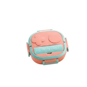 Cute Dinosaur Shaped Bento Box 17cm Portable Lunch Box with Built in Spoon, Divided Compartments Meal Prep Container for Office, Picnic, College