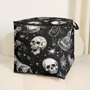 Cute Skull Print Blanket Storage Bag, Durable Material, Easy Carry Handle, Perfect for Home Use, Stores Blankets & Toys, Halloween, Room Organization Products, Bedding Storage Bags