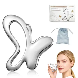Gua Sha Facial Massage Tools, Butterfly-Shaped Gua Sha Facial Tools for Women, Gentle Lymphatic Drainage Facial Massager for Jawline Sculpting, Gua Sha Massage Stick, with Velvet Pouch for Daily Use or Gift