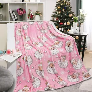 Christmas Santa Claus Throw Blanket 50x60 Inch Soft Flannel Fleece Cozy Plush for Holiday Xmas Decor Gifts Wrinkle Fade Resistant Anti-Pilling