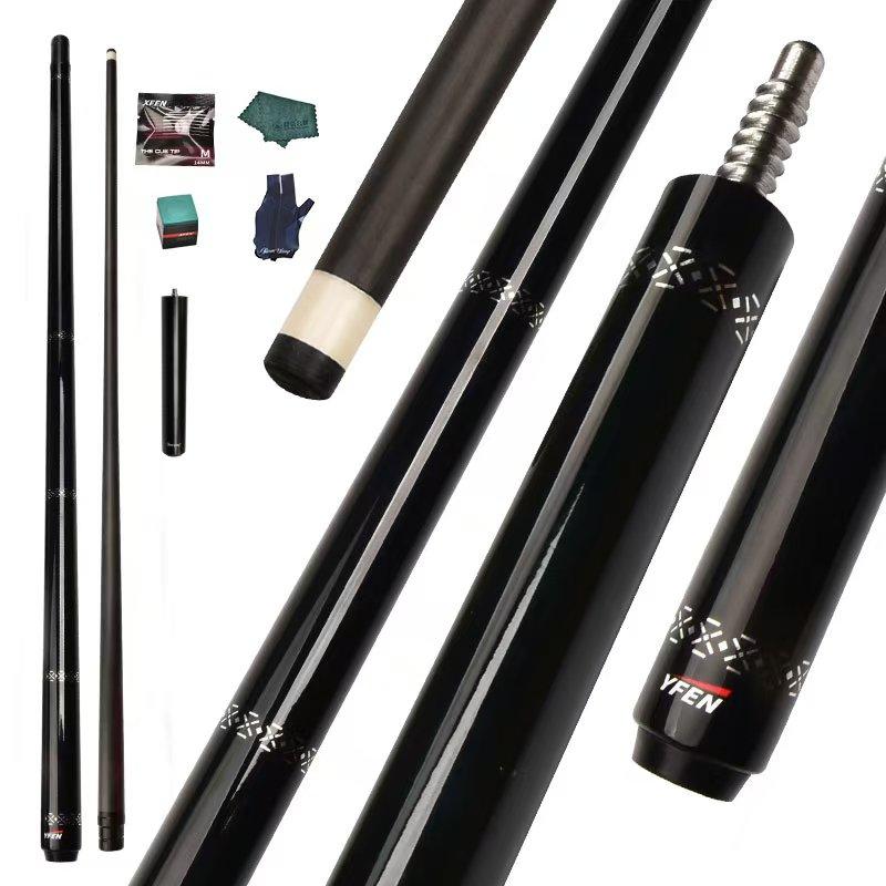 YFEN Professional Carbon Fiber Pool Cue Stick Set 11.8mm Low Deflection Durable with Extension Tip,Adjustable Breathable Billiard Glove,Premium Pool Cue Chalk, Cloth Case for Enhanced Precision