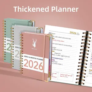 6.3 x 8.5 inch spiral-bound 2026 planner, weekly and monthly planner (January 2026 - December 2026) - Minimalist wallpaper classic cover, vertical layout, hexagonal theme, gold spiral binding, with monthly labels