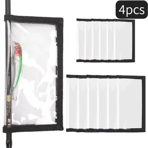 4 Pack Fishing Lure Wraps, Clear Hook Cover Bait Keeper for Saltwater Freshwater, Durable PVC Tackle Storage Bag Kit with Hook & Loop Tape, 7.5''L Easy Open Organizer Protector Gear