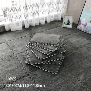 10pcs Soft Plush Carpet Tiles, Durable Non-Slip Design, Easy Installation, Washable, Perfect for Climbing and Play Areas